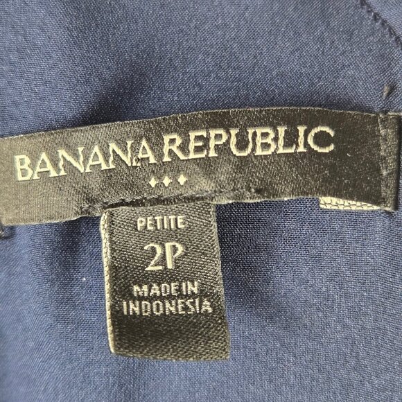 Banana Republic Size 2P Navy Blue Floral Minidress High Neck Cutout Detail - Picture 13 of 16